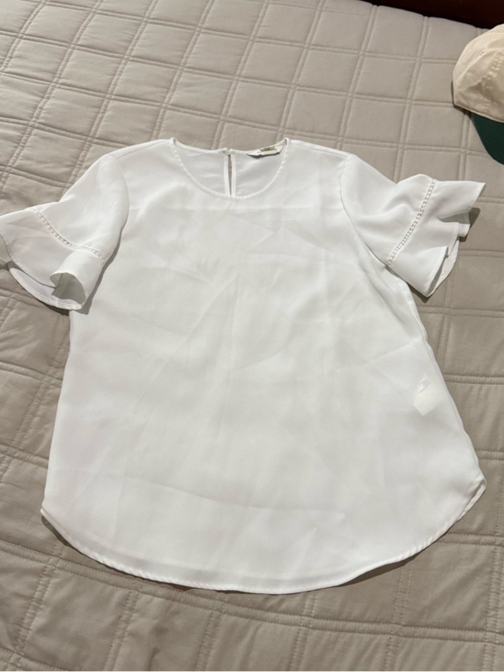 Club Monaco White Ruffle-Sleeve Blouse